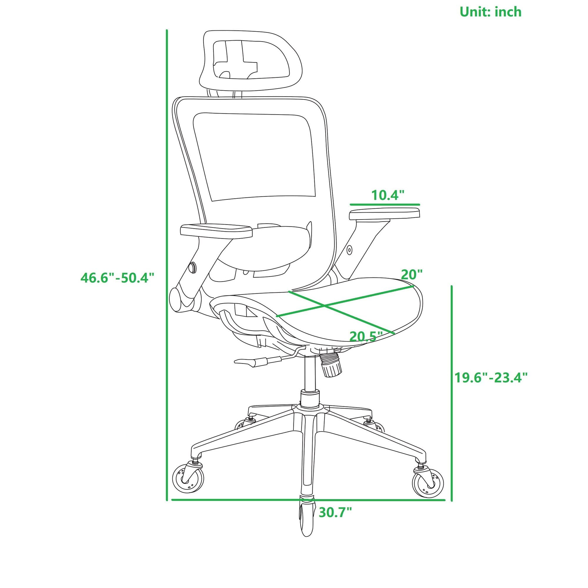 SUGIFT Ergonomic Mesh Office Chair, High Back - Adjustable Headrest with Flip-Up Arms