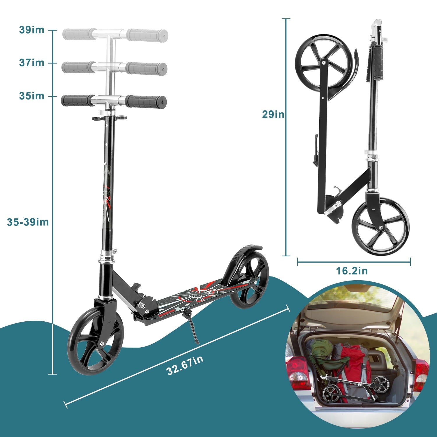 SUGIFT?200mm?Commuter?Scooter?Easy?folding?Height