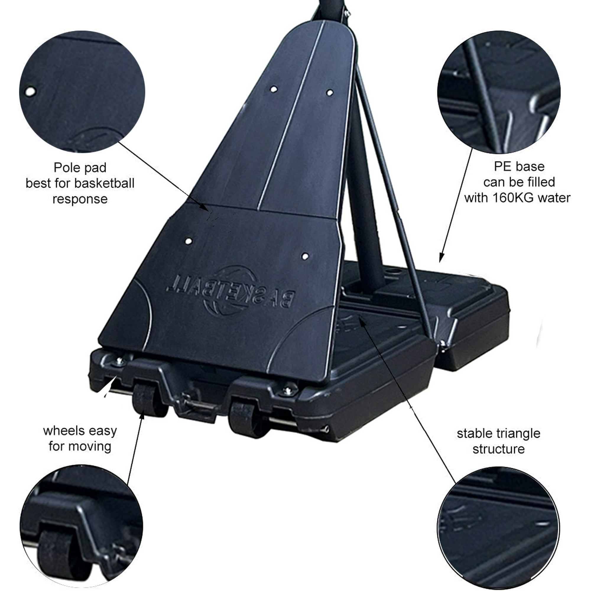 SUGIFT 54in Portable Basketball Hoop with Polycarbonate Backboard