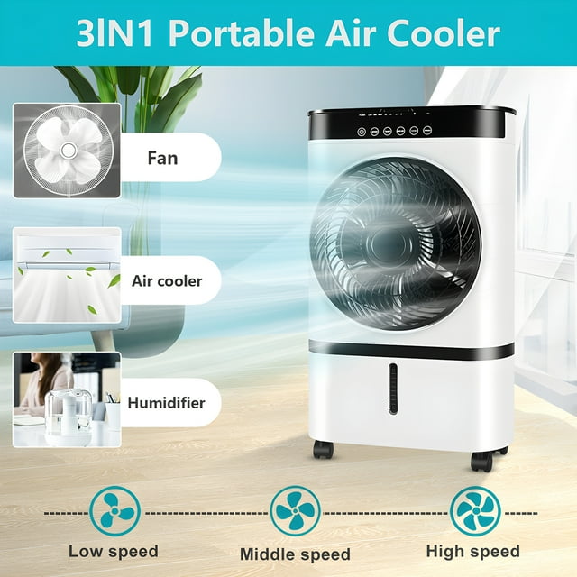 SUGIFT Air Cooler Portable Evaporative Air Cooler Fan with Remote Control Casters