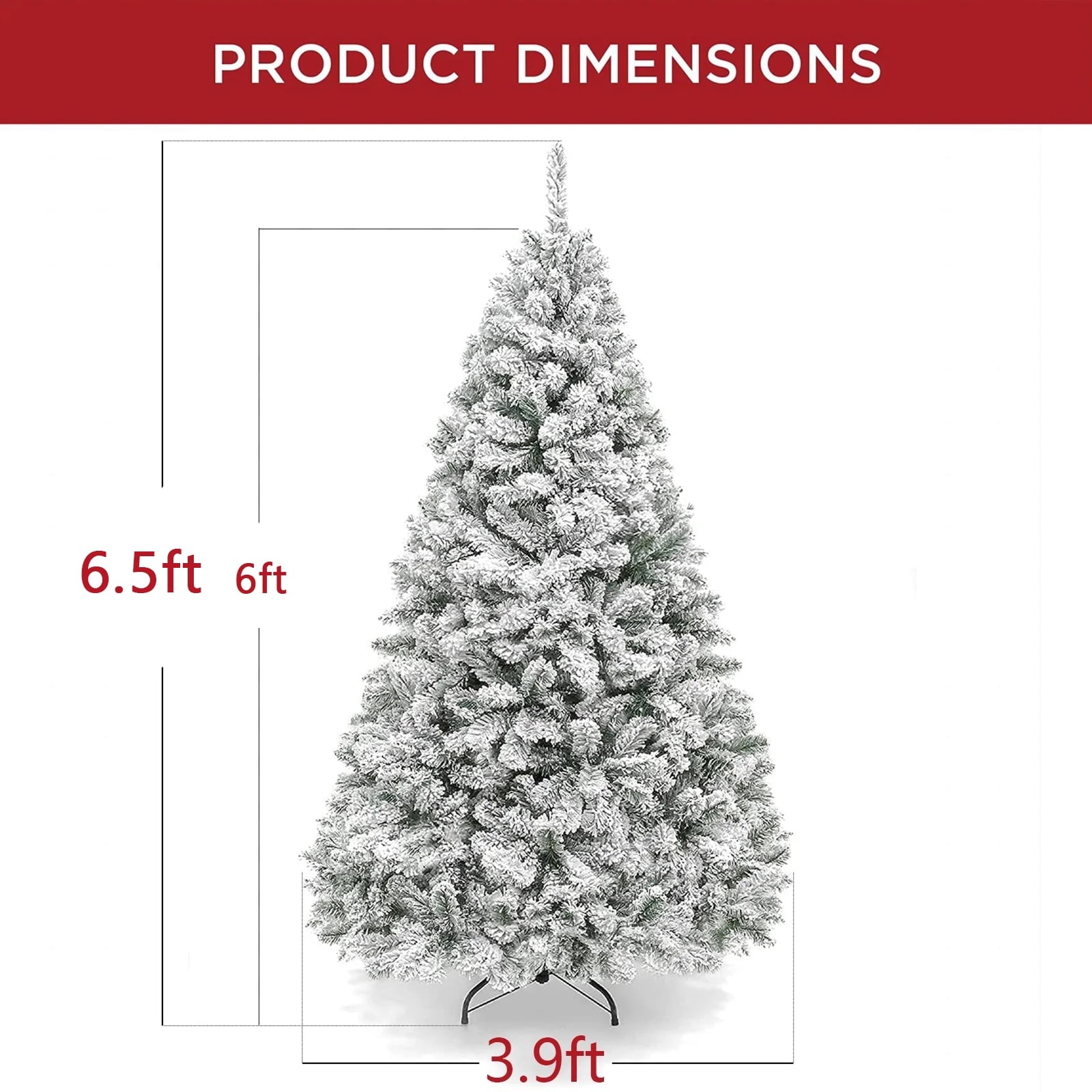 SUGIFT 6ft Snow Flocked Christmas Tree Unlit Holiday Decor