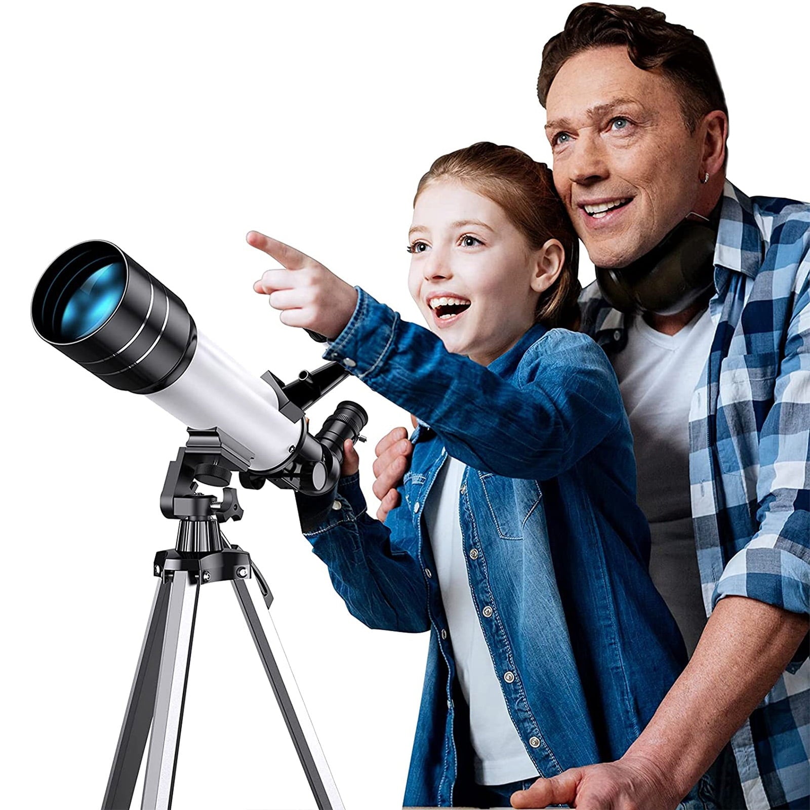 SUGIFT Telescope for Kids and Beginners 70mm Aperture 400mm AZ Mount Telescope with Tripod, Silver