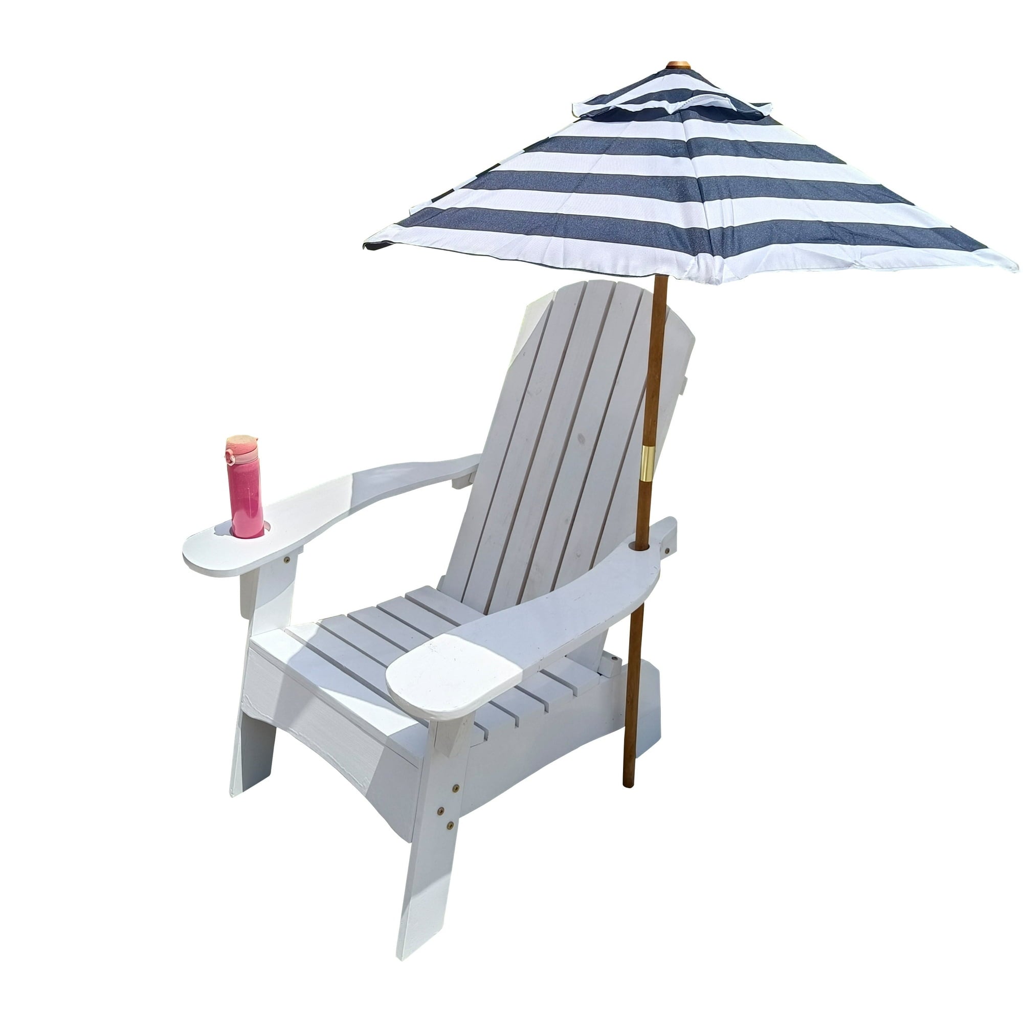 SUGIFT Outdoor or Indoor Wood Adirondack Chair with Hole for Umbrella on The Arm