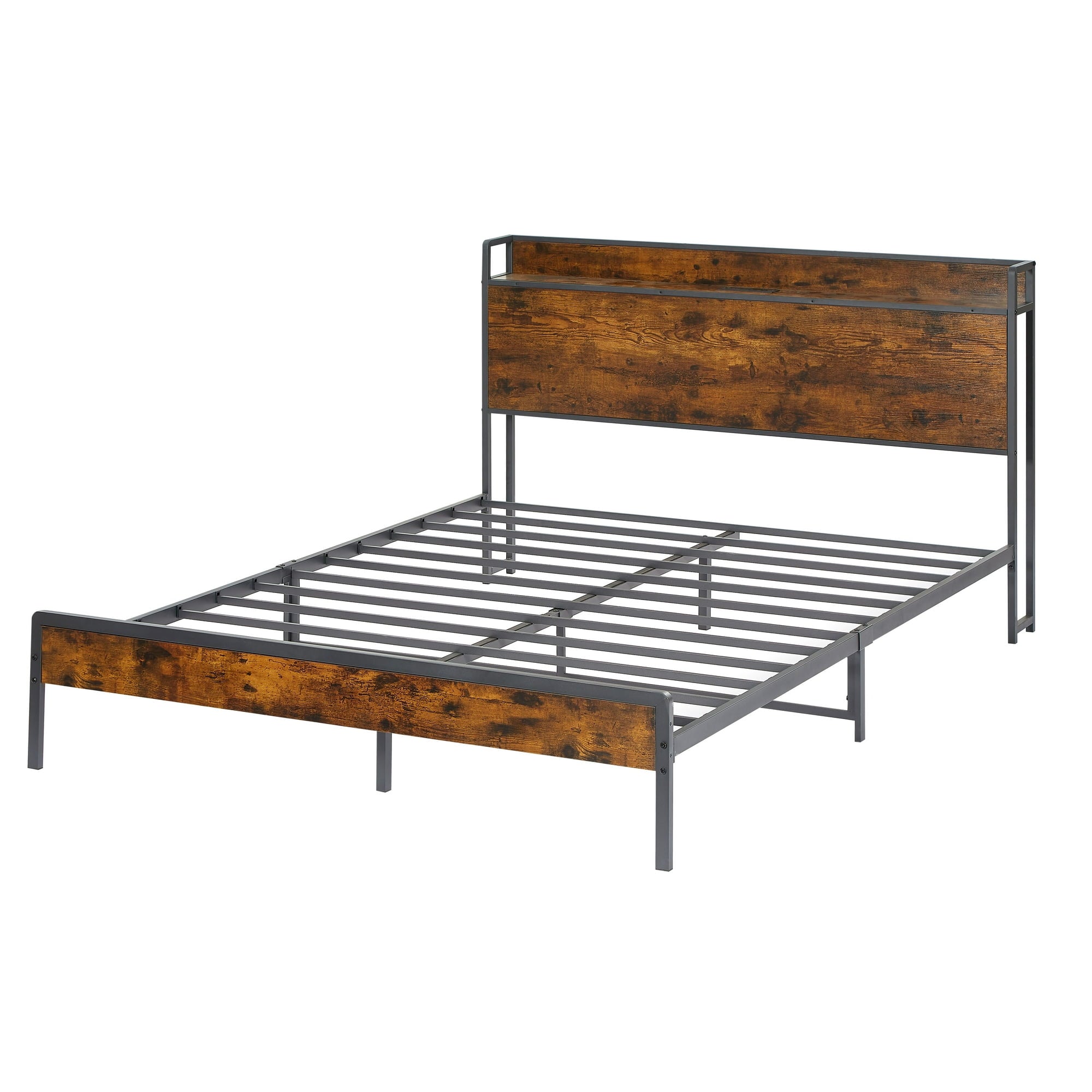 SUGIFT Bed frame with charging station queen size