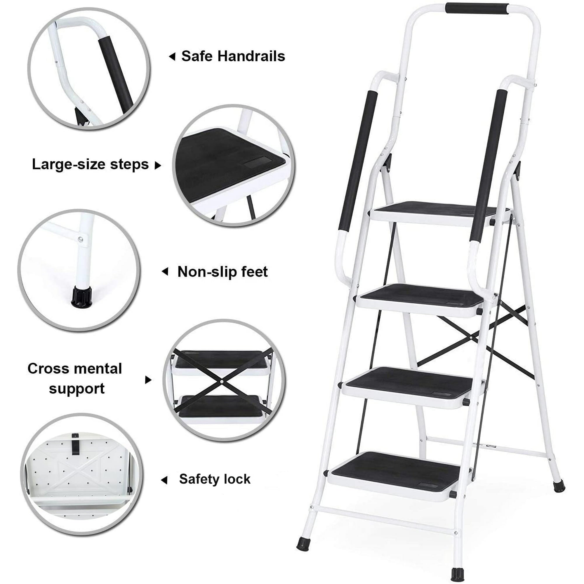 SUGIFT 4 Step Ladder Portable Folding Step Stool for Household and Office