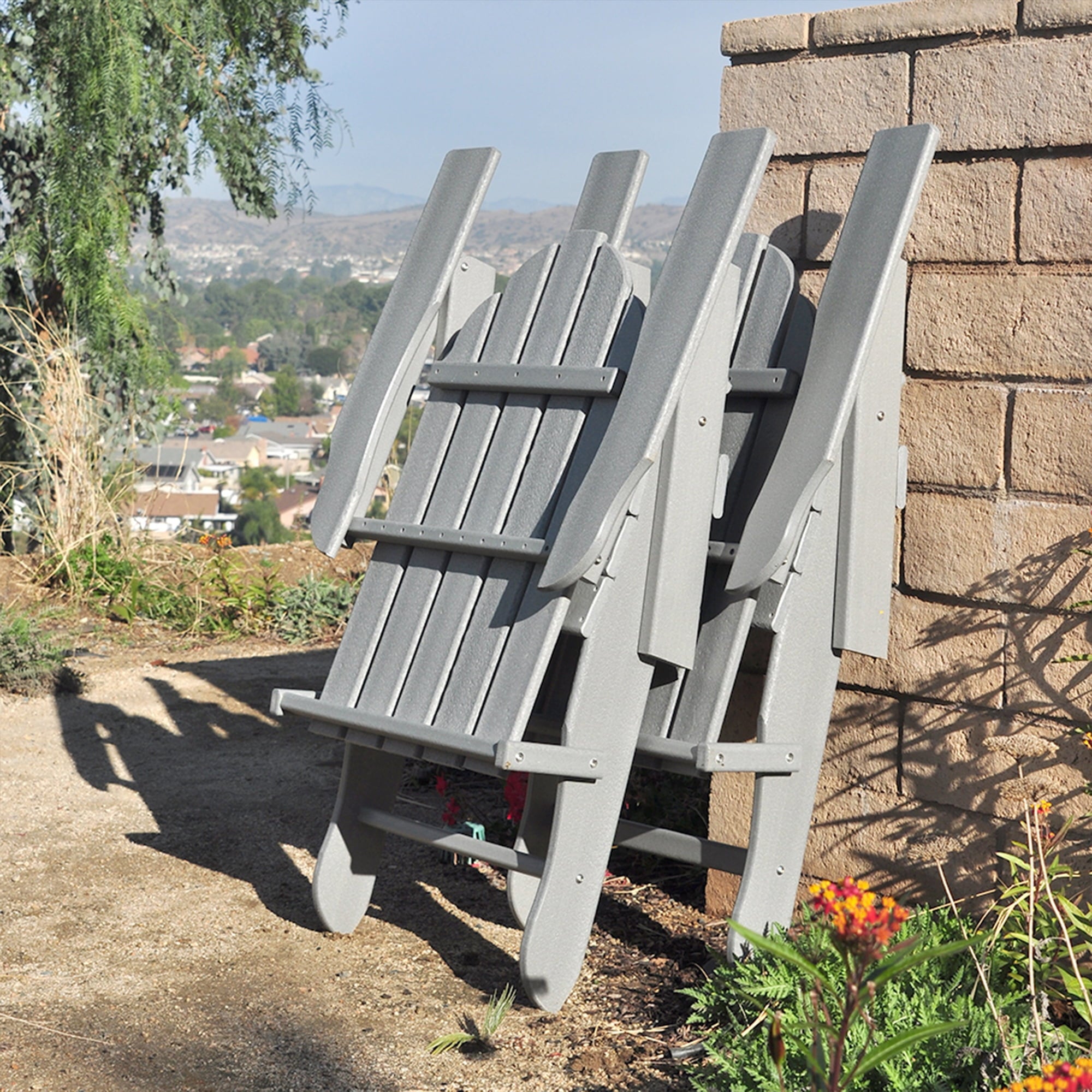 SUGIFT Outdoor or Indoor Wood Adirondack Chair with Hole for Umbrella on The Arm