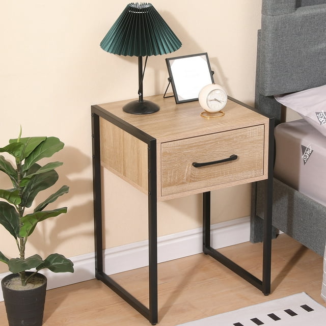 SUGIFT Nightstand Bedside Table Wood End Table with 1 Drawer for Bedroom, Living Room and Dorm