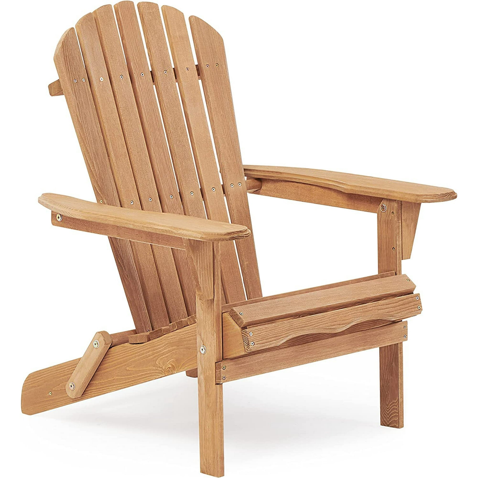 SUGIFT Wooden Outdoor Folding Adirondack Chair Set of 2 Wood Lounge Patio Chair for Garden