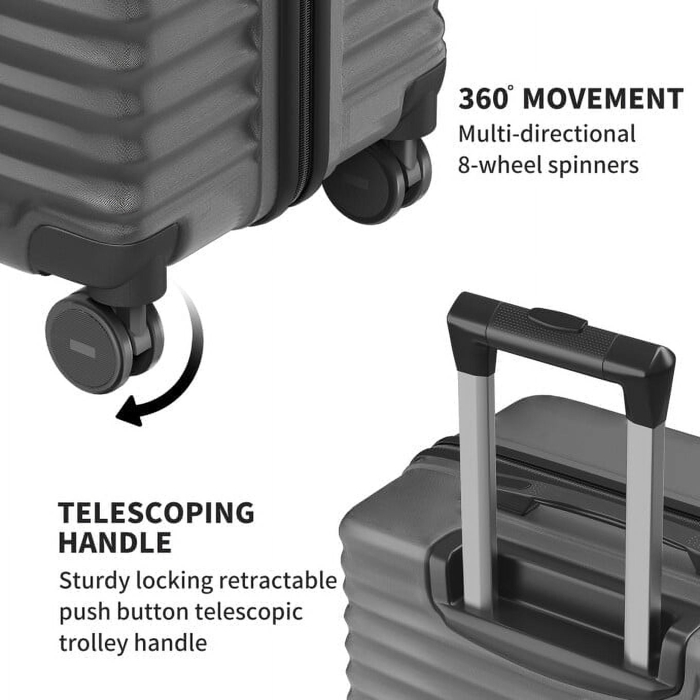 SUGIFT Luggage Sets 3 Piece Suitcase Set with TSA Lock 360¡ãSpinner Wheels 20/24/28 inch, Gray