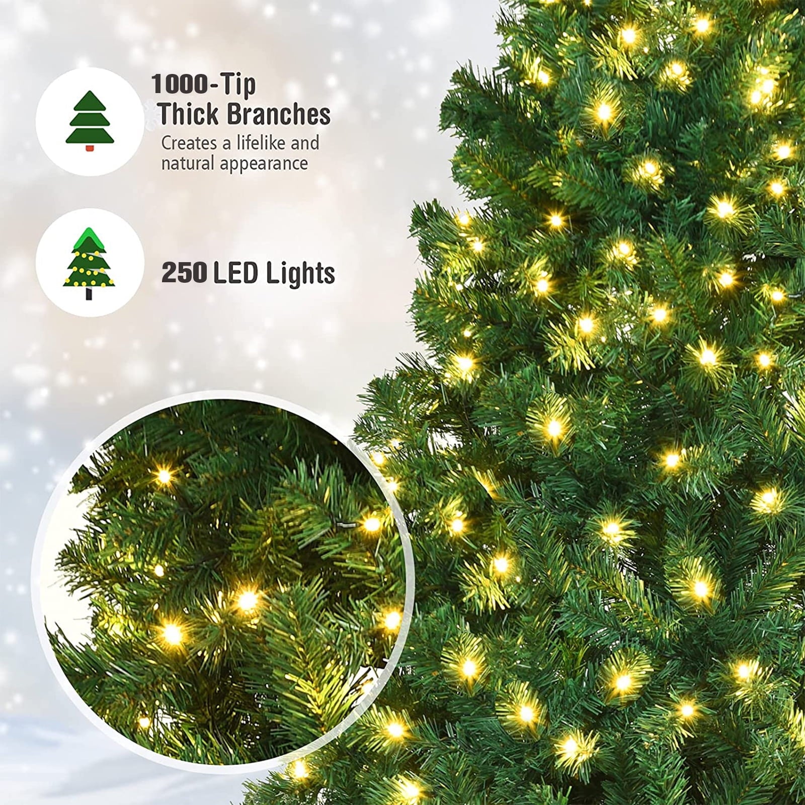 SUGIFT Pre-Lit Artificial Christmas Tree 6ft, Green