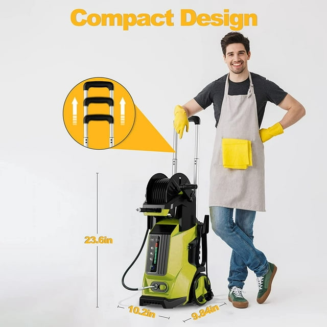 Electric Pressure Washer 4000PSI Max 2.8 GPM 2000W Power Washer with Smart Control and 3 Levels of Adjustment, 4 Nozzles, Foam Cannon and Spray Gun for Effortlessly Cleaning Cars, Fences, Gardens