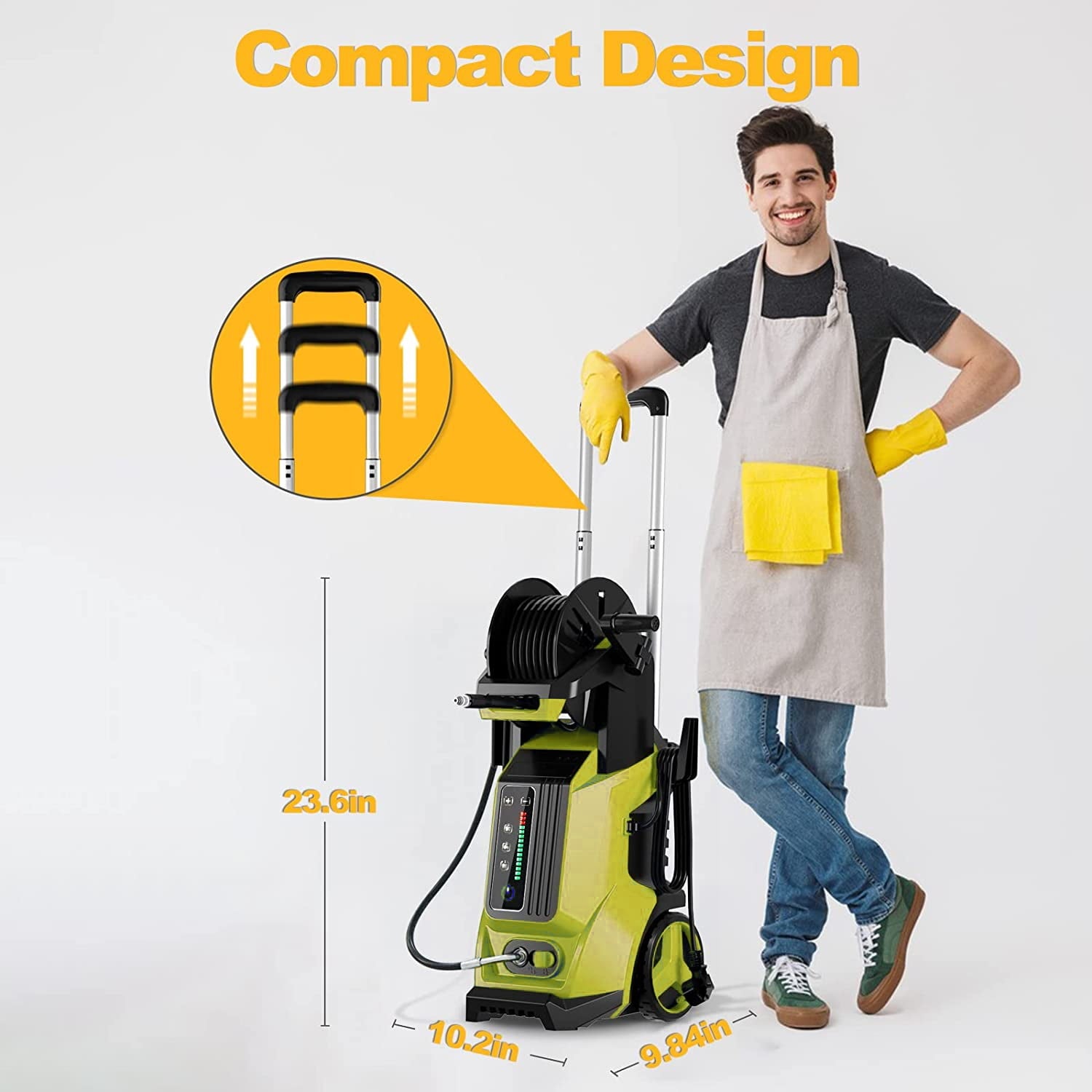 Electric Pressure Washer 4000PSI Max 2.8 GPM 2000W Power Washer with 3 Levels of Adjustment, 4 Nozzles, Foam Cannon and Spray Gun for Effortlessly Cleaning Cars, Fences, Gardens