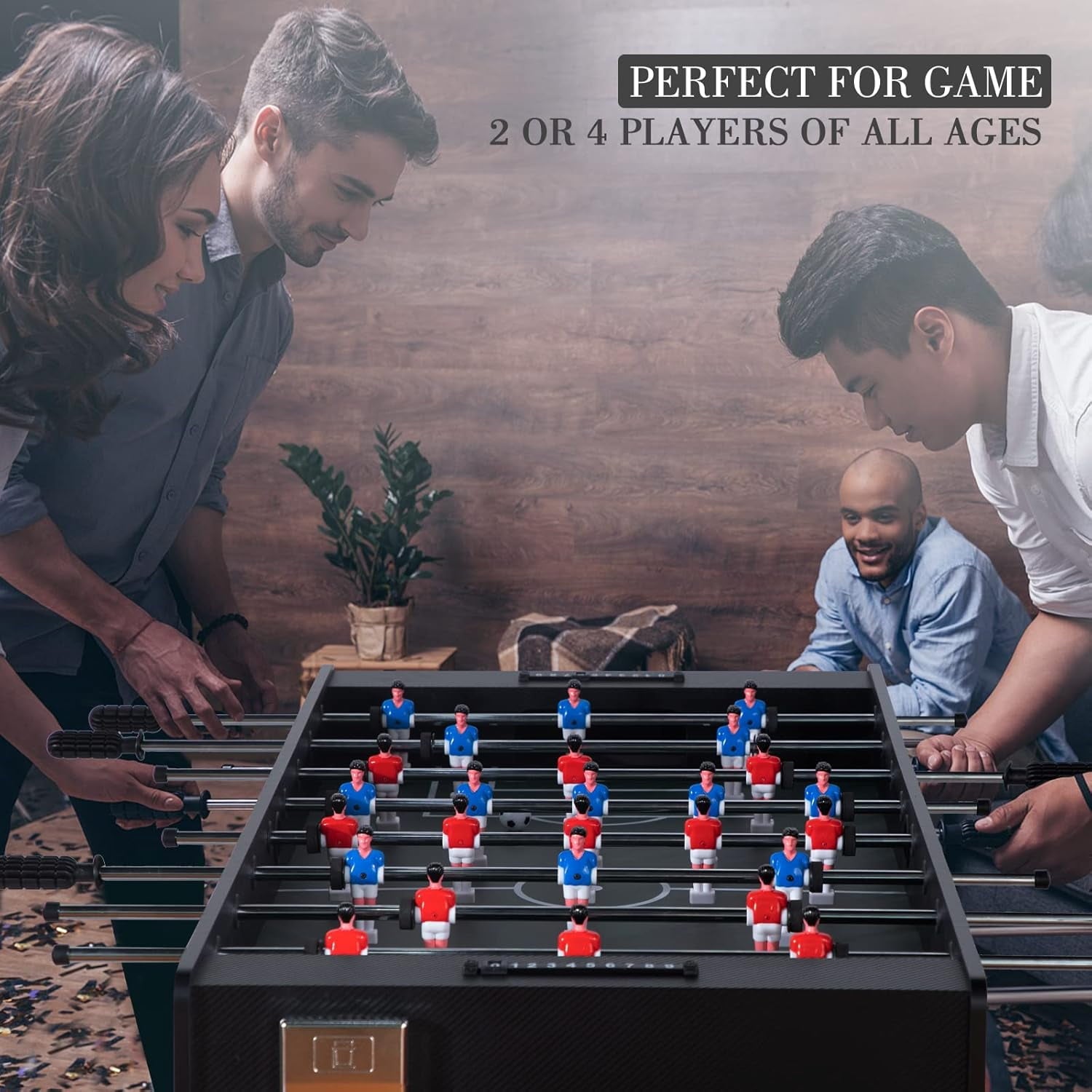 SUGIFT 48in Foosball Table Competition Sized Soccer Table w 2 Balls 2 Cup Holders 24ft for Kids Adults Suit for 4 Players Football Table for Home Game Room Arcade