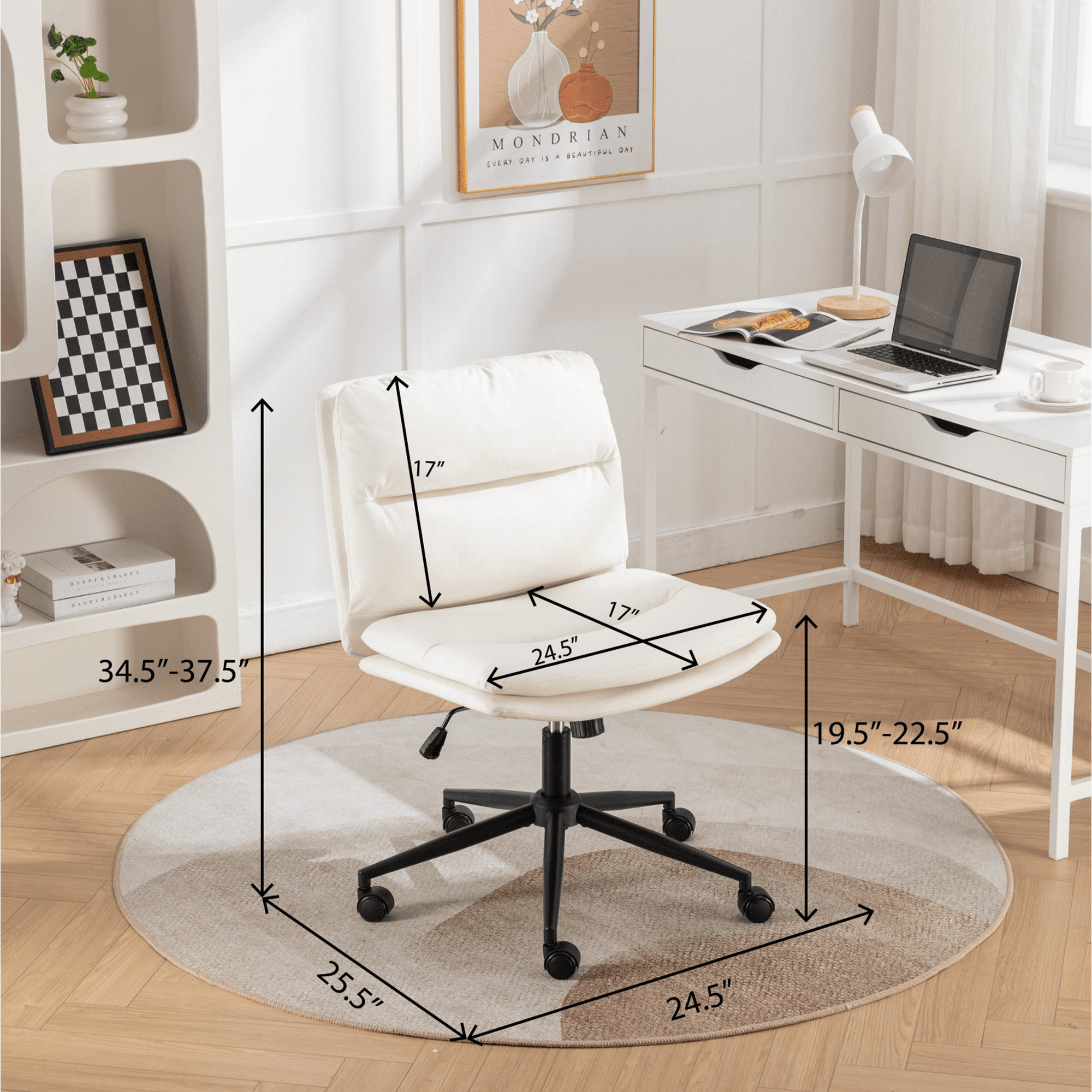 SUGIFT Adjustable Swivel Criss-Cross Chair, Wide Seat Office Chair