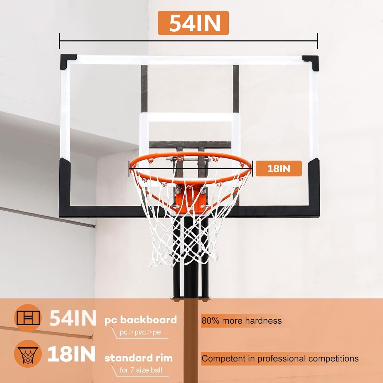 SUGIFT Portable Basketball Hoop, 4.8-10FT Adjustable Basketball Goal System, 54 Inch Outdoor Basketball Hoop and Goals for Kids, Youth, and Adults in The Backyard, Driveway