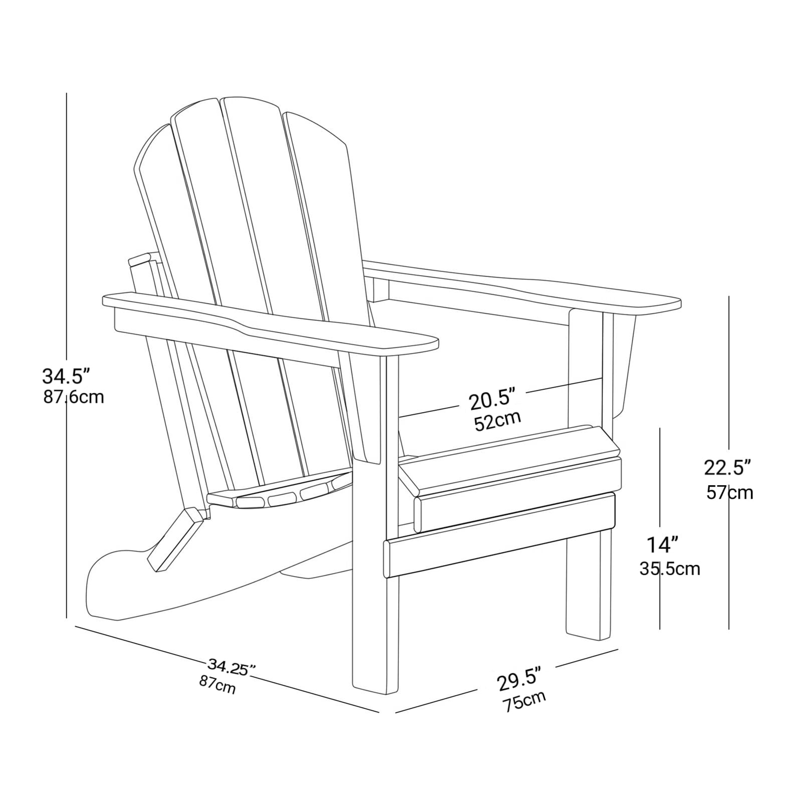 SUGIFT Folding Adirondack Chair, Relaxing Stackable Arm Rest All-Weather Adirondack Chair