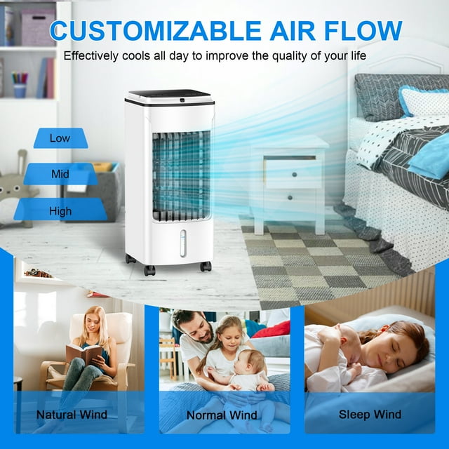 YouYeap 3-IN-1 Evaporative Air Cooler, Portable Air Cooling Fan with Fan Humidifier for Room Home Office