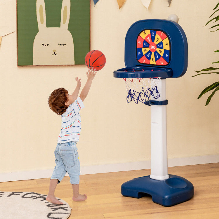 SUGIFT4-In-1 Adjustable Kids Basketball Hoop with Ring Toss Sticky Ball