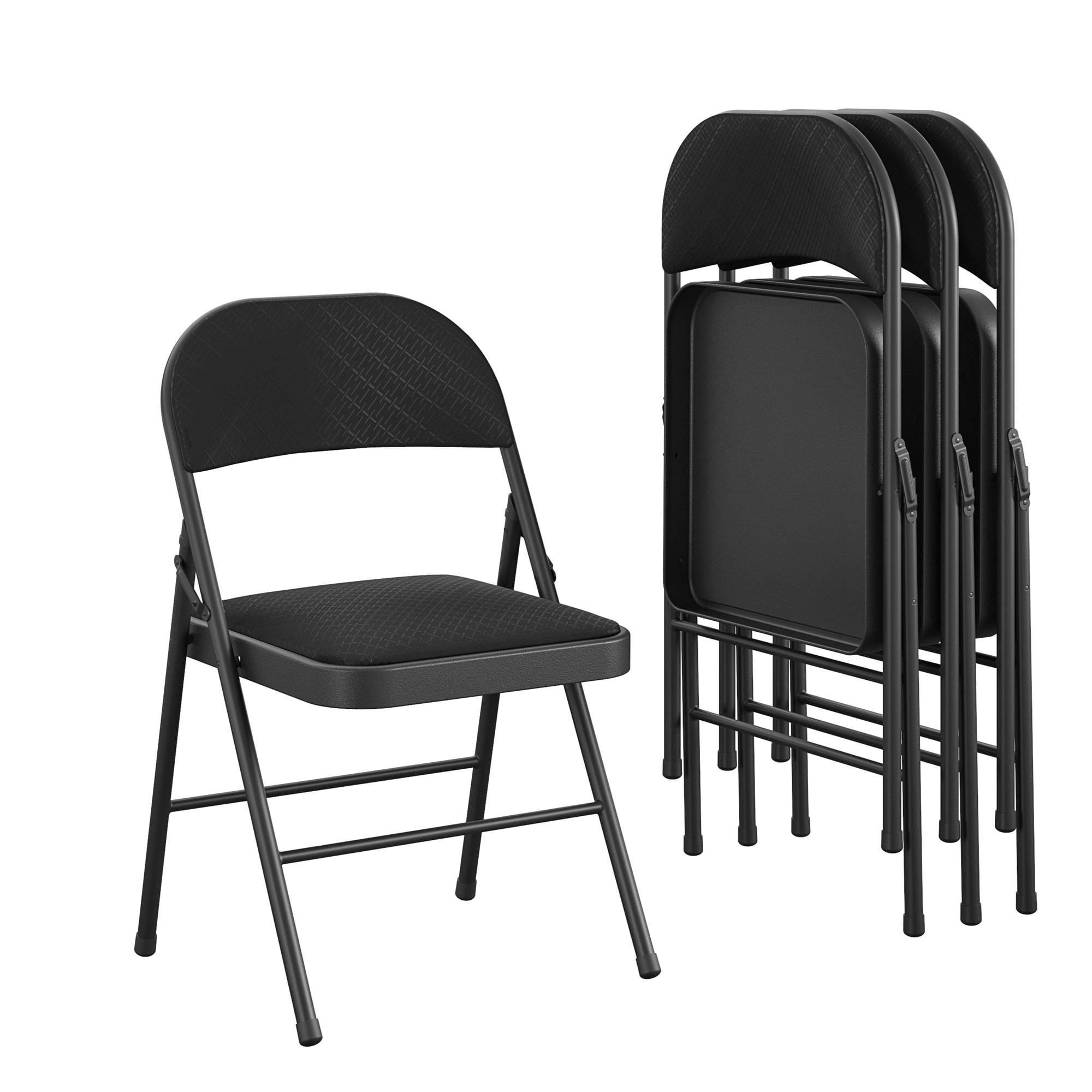 SUGIFT Fabric Folding Chair, 4-Pack, BLACK