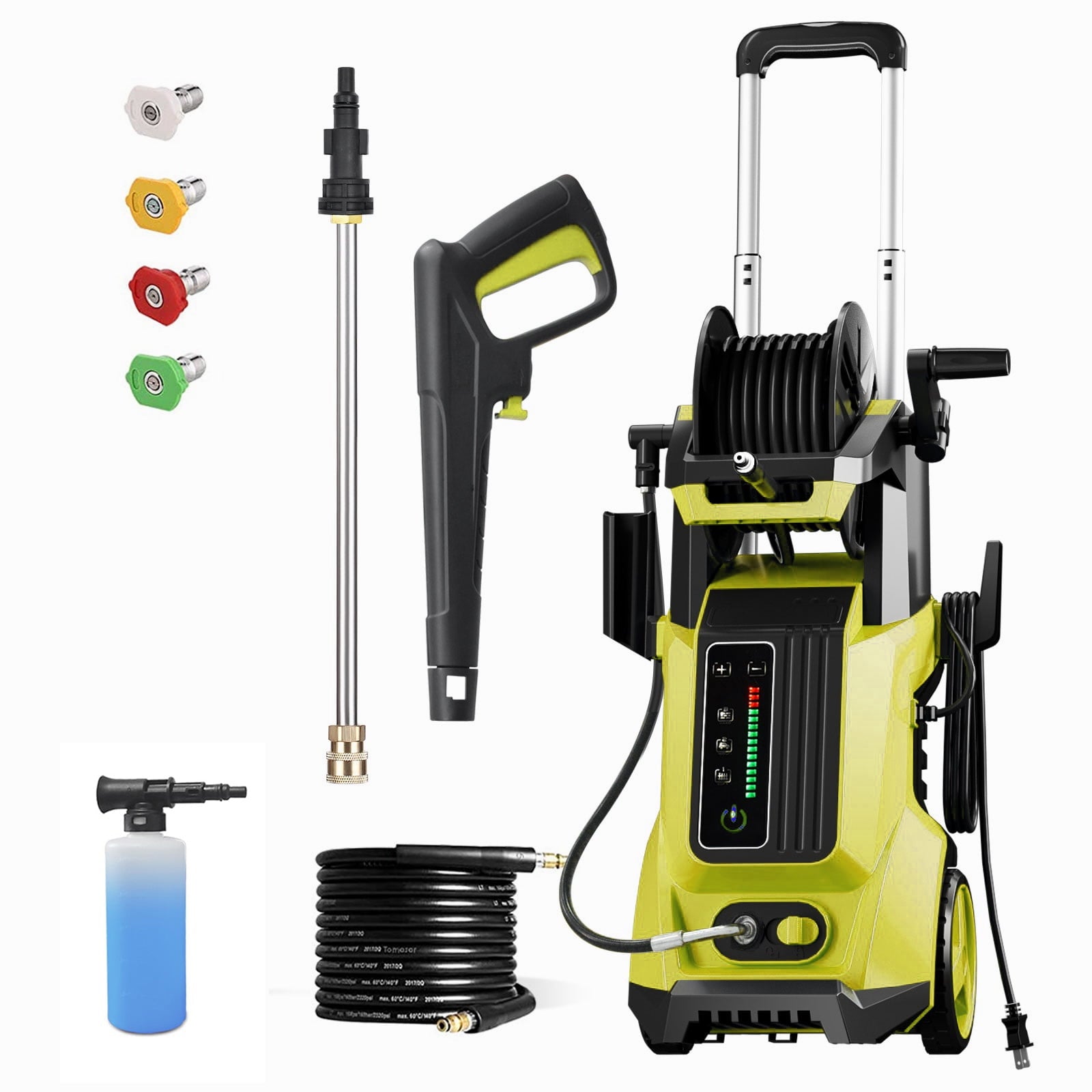 Electric Pressure Washer 4000PSI Max 2.8 GPM 2000W Power Washer with 3 Levels of Adjustment, 4 Nozzles, Foam Cannon and Spray Gun for Effortlessly Cleaning Cars, Fences, Gardens