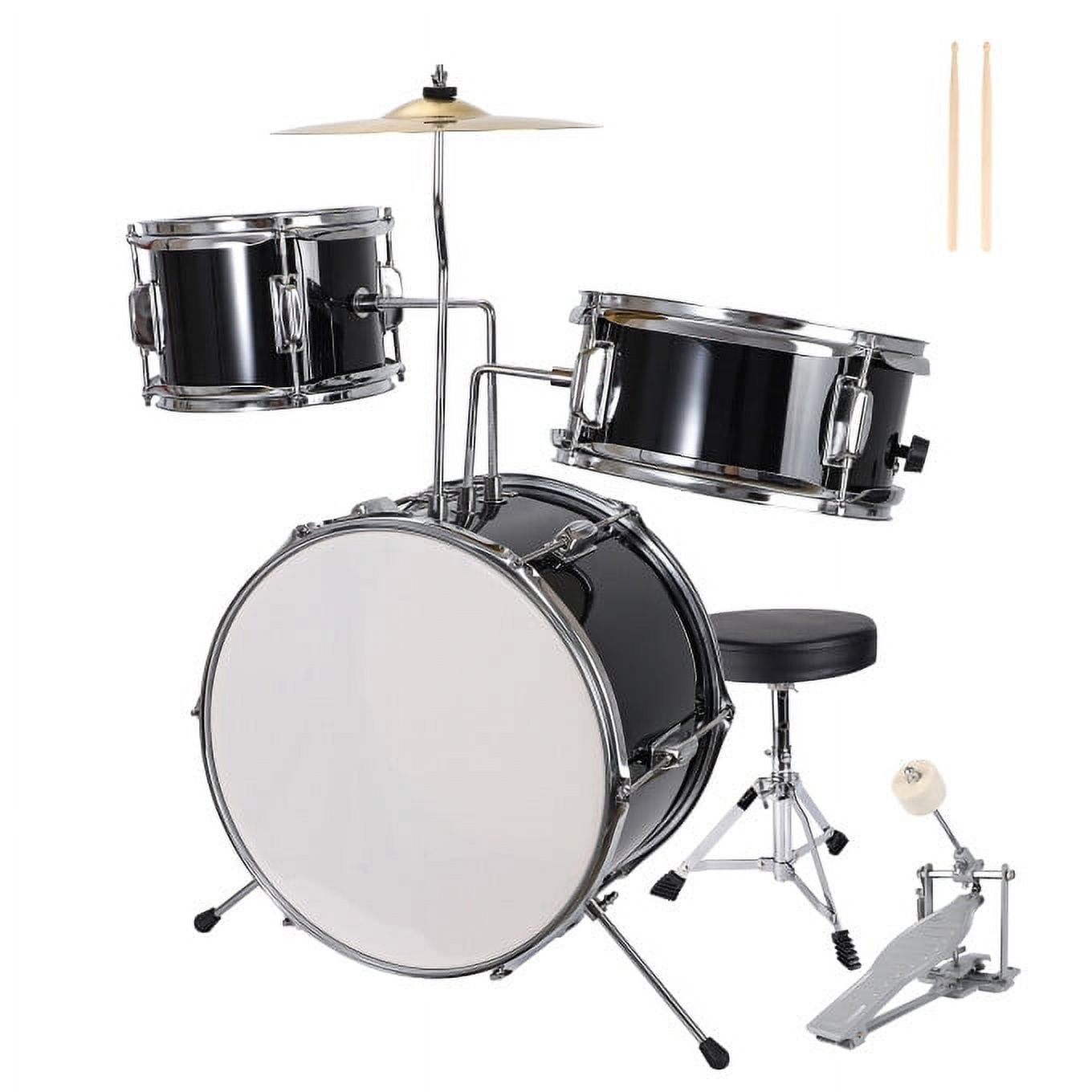 GIVIMO 3-Piece 14 inch Drum Set for Junior Beginners, Black