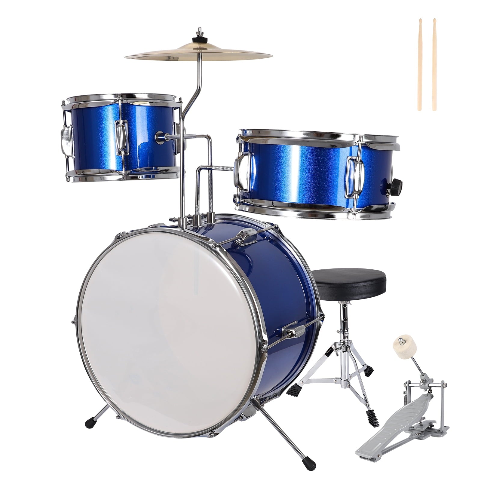 GIVIMO 3-Piece 14 inch Drum Set for Junior Beginners, Blue