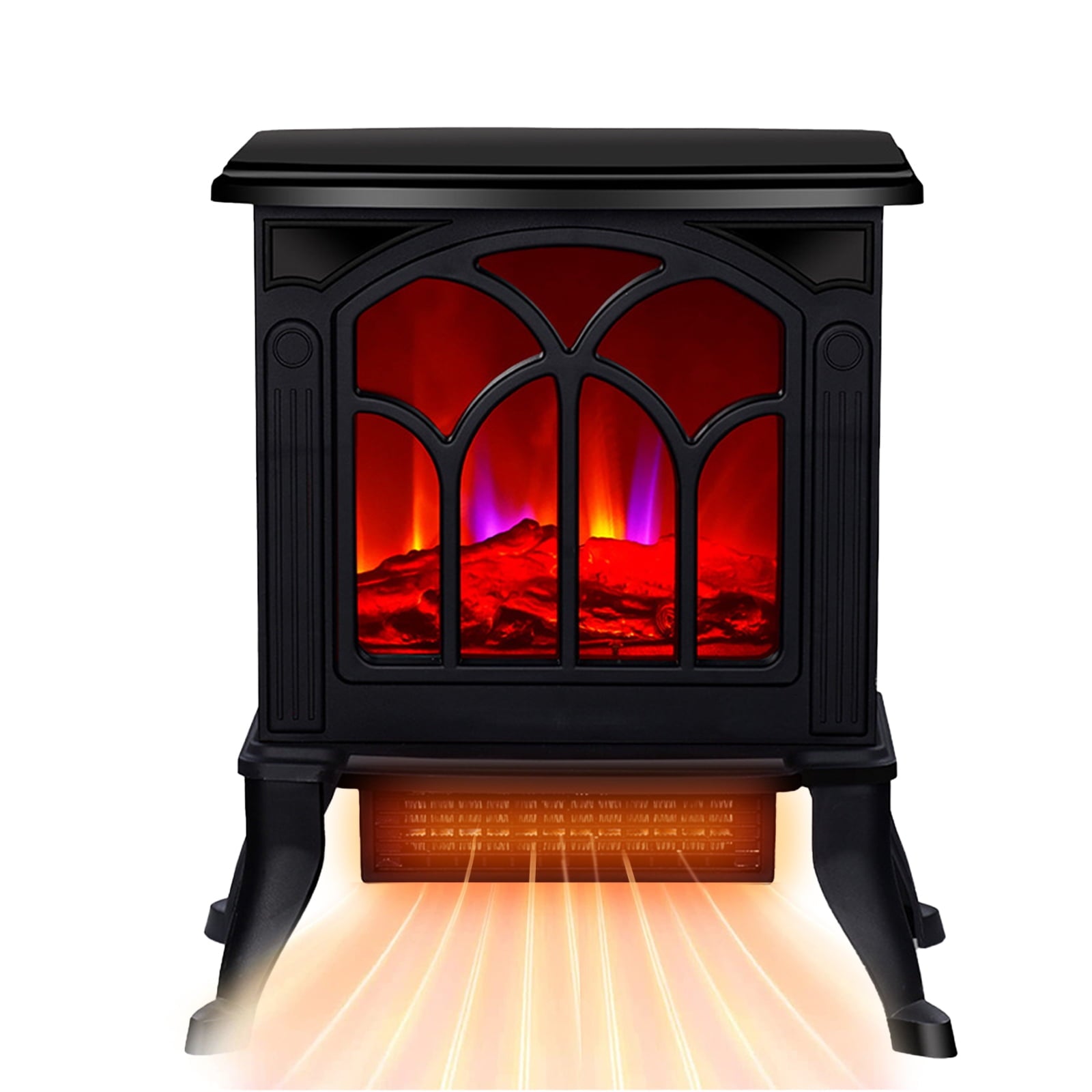 GIVIMO Electric Fireplace Stoves with 3D Realistic Flame Effect 1500W Indoor Freestanding Stove Heater with Remote Control, Black