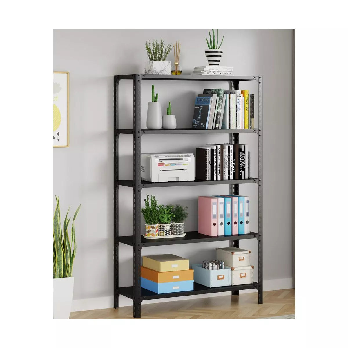 SUGIFT 5-Shelf Steel Freestanding Shelving Unit Adjustable Garage Storage Shelves Black