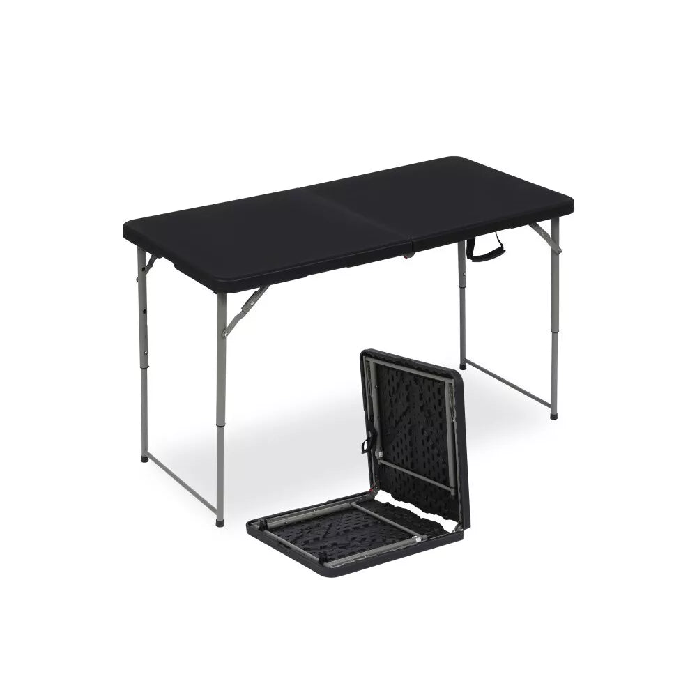 SUGIFT 4ft Portable Plastic Folding Tables for Home Garden Office Indoor Outdoor, Black