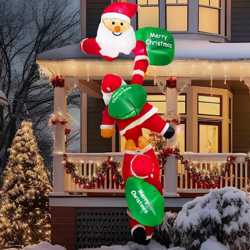 8 ft Hanging Christmas Inflatables Decoration, Christmas Inflatable Climbing Santa, Blow up Inflatable