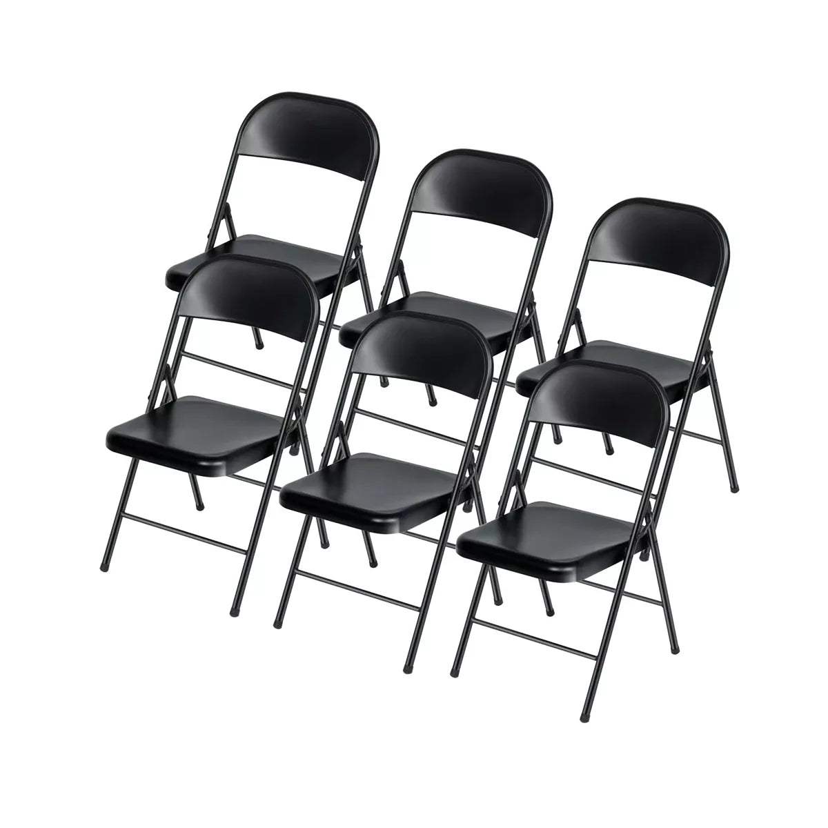 SUGIFT 6 Pack All Steel Folding Chairs Metal Frame Foldable Chairs for Indoor Outside Events Home Office, Black