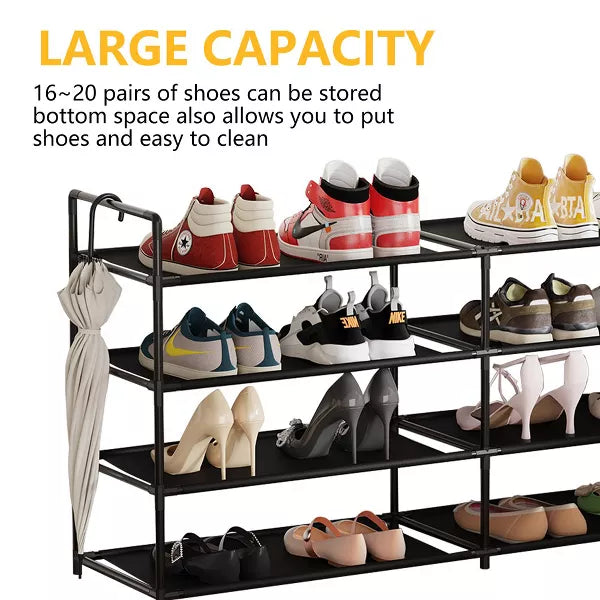 SUGIFT 4-Tier Shoe Rack Shoe Organizer with Shelves for Closet Entryway, Black