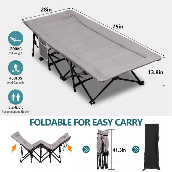 SUGIFT Folding Camping Cot Travel Folding Cot Heavy Duty with Carry Bag