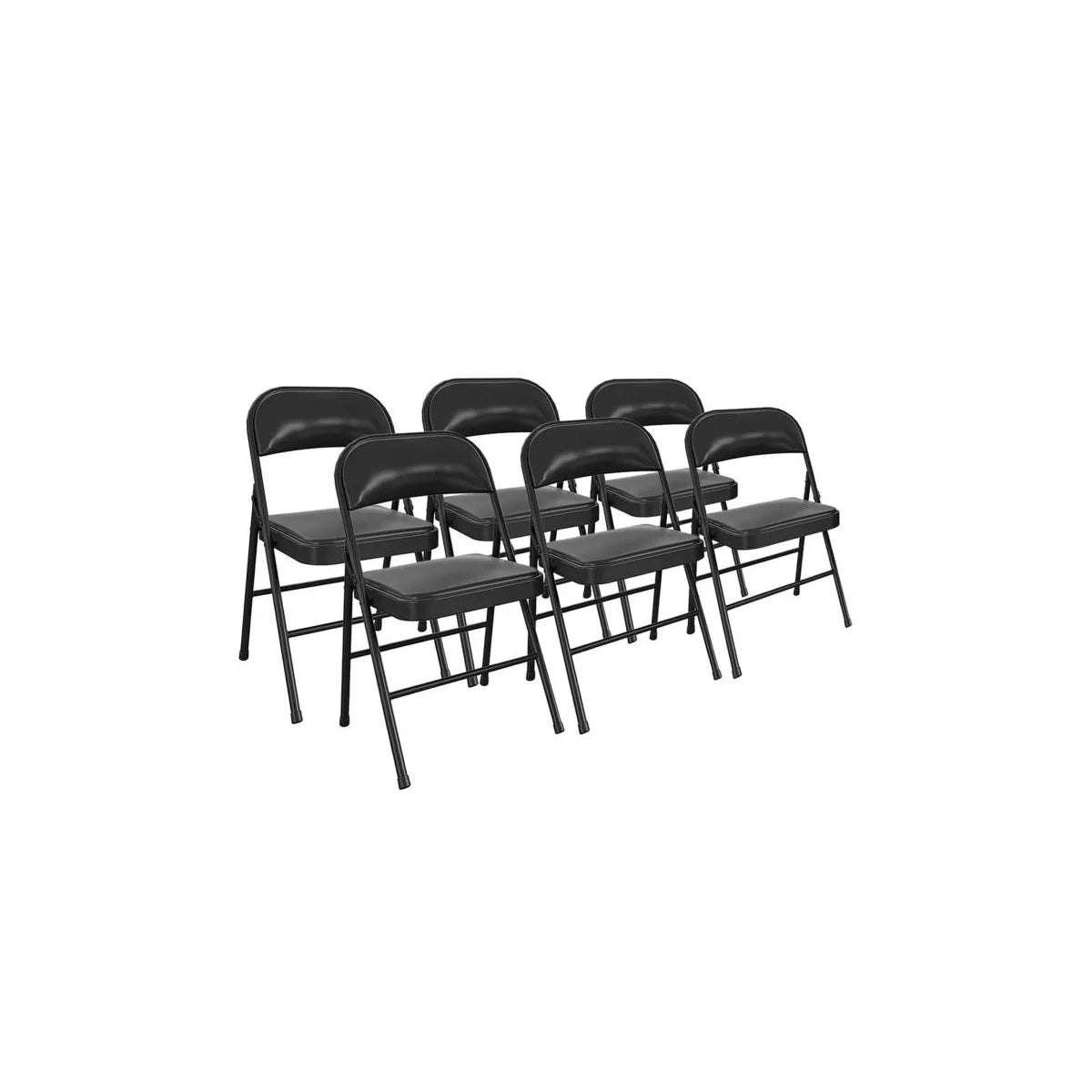 SUGIFT Folding Chairs with Padded Seats 6 Pack Black Metal Padded Folding Chair with Steel Frame for Events Office Wedding Party - 330 lb Capacity