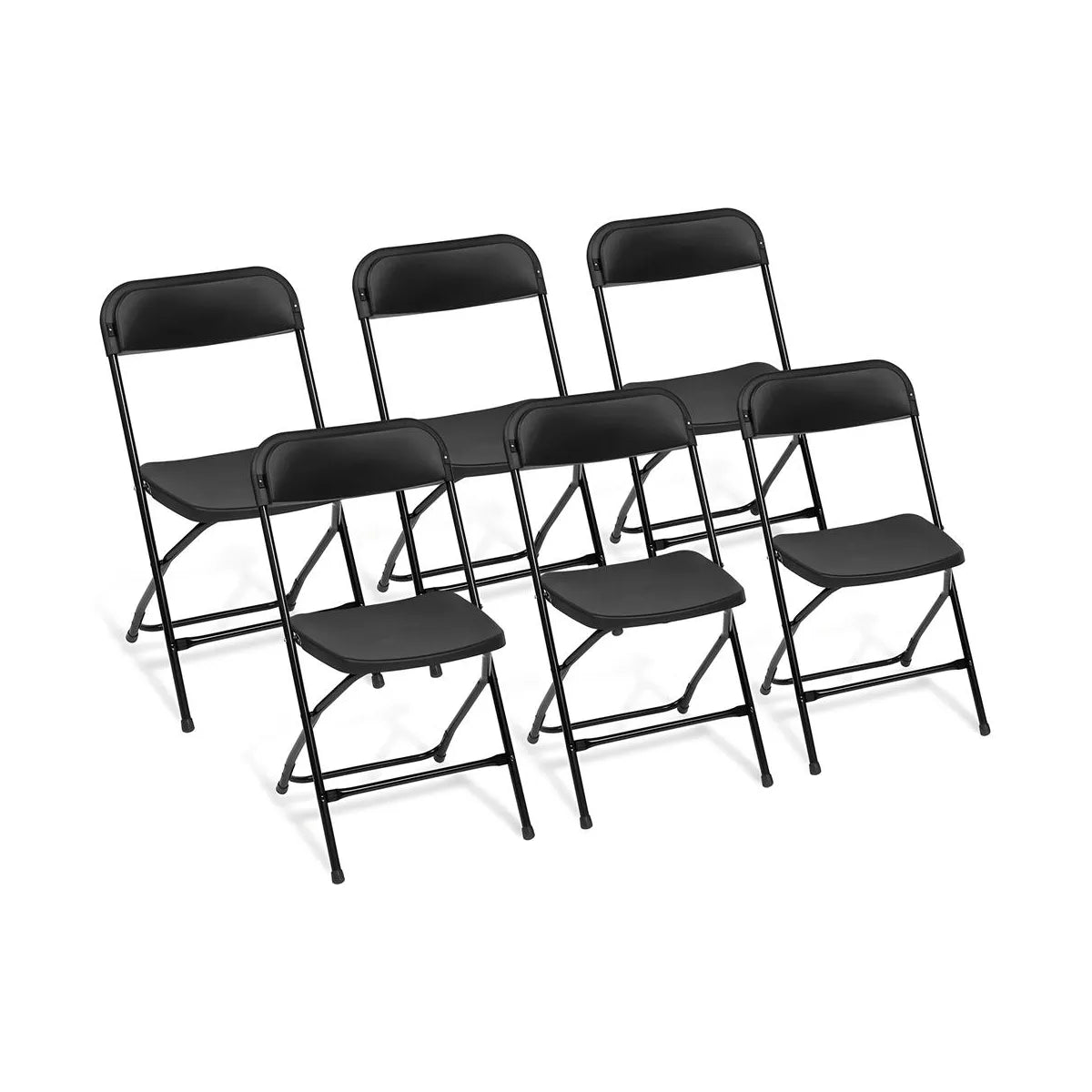 SUGIFT 6 Pack Plastic Folding Chair Outdoor Indoor White Folding Chairs, 350lbs Capacity, Black