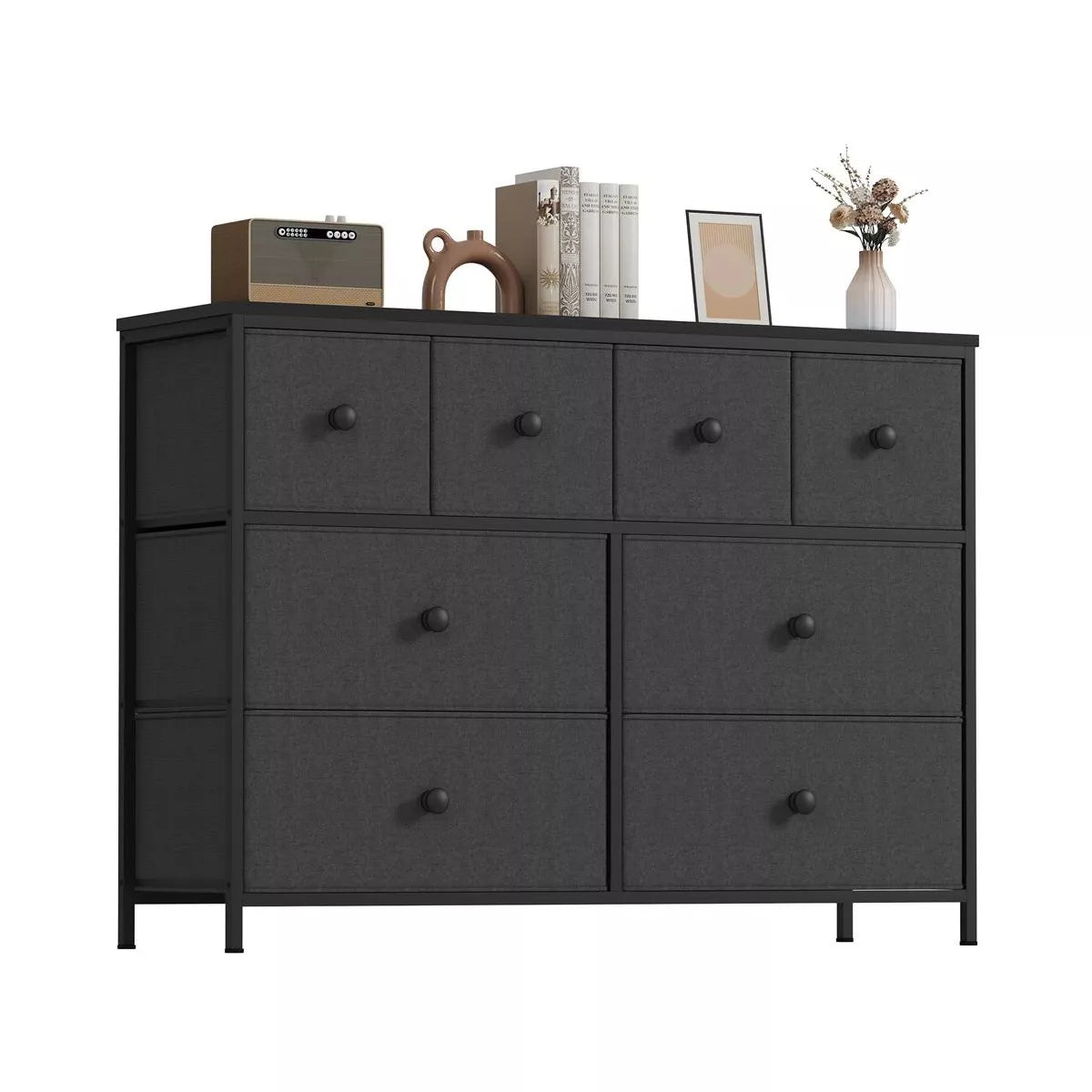 SUGIFT 8 Drawer Dresser Organizer Closet Storage Cabinet with Foldable Fabric Drawer