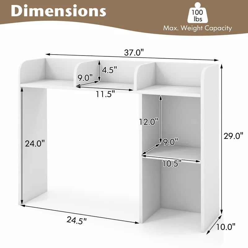 Computer Desktop Bookcase Countertop Storage Bookshelf Organizer