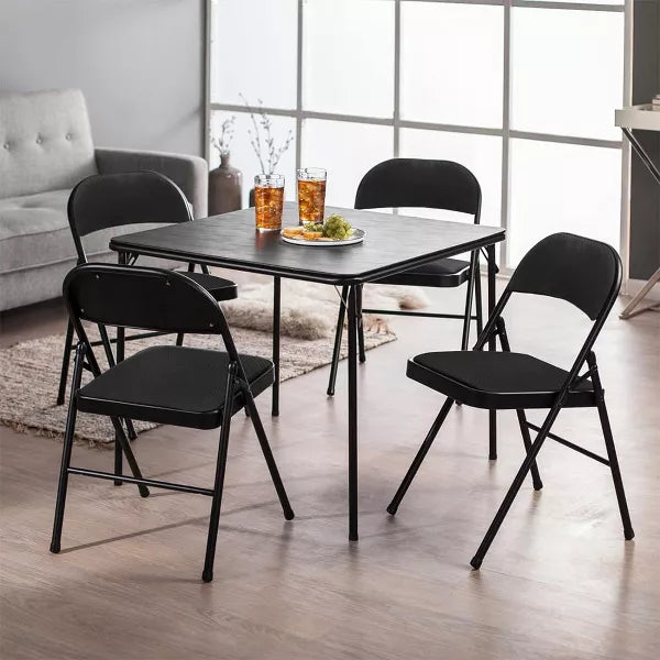 SUGIFT Fabric Padded Folding Chair Portable Dining Chairs Set of 6, Black