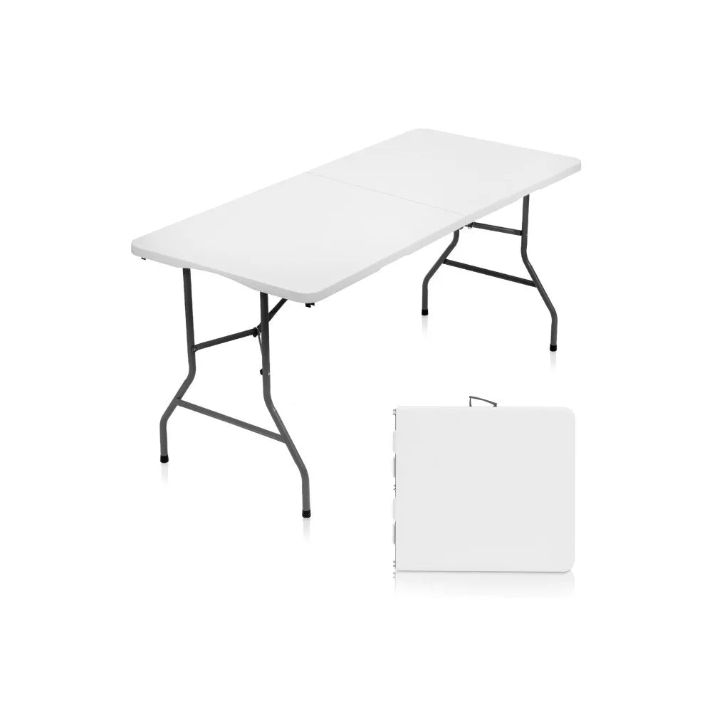 SUGIFT 5 ft Folding Table Fold-in-Half Plastic Table