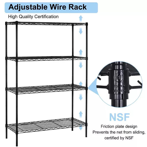 SUGIFT 4 Shelf Wire Shelving, Adjustable Storage Shelf Metal Storage Rack Wire Shelving Unit 1000Lbs Capacity