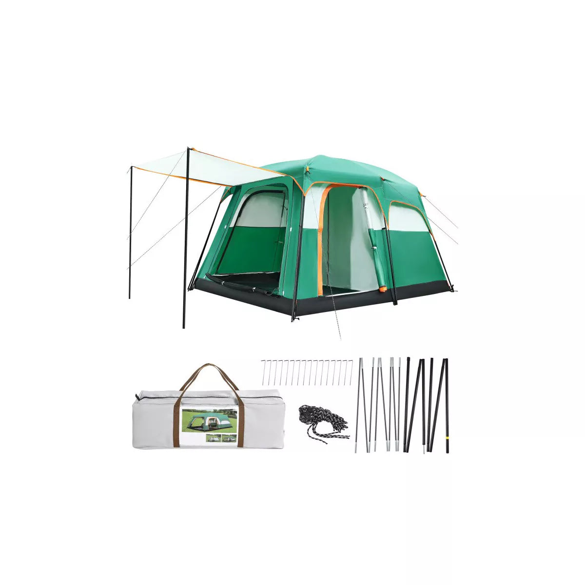 SUGIFT 6-Person Family Camping Tent, Green