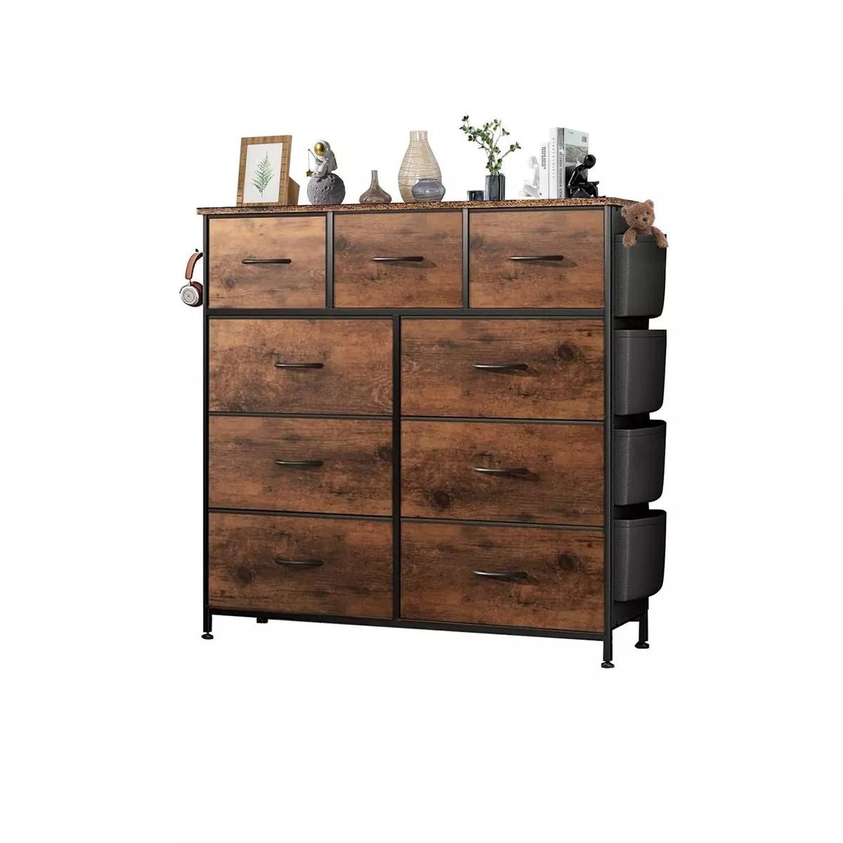 SUGIFT 9 Drawer Dresser Steel Frame Bedroom Storage Organizer Chest