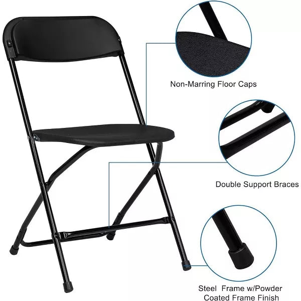 SUGIFT Folding Chairs 10 Pack Plastic Folding Chair for Outdoor Indoor Use 350lb Weight Capacity, Black