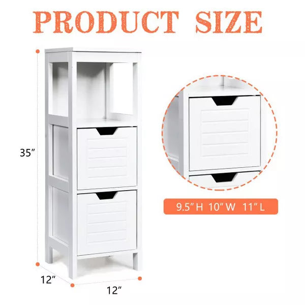 SUGIFT Bathroom Floor Cabinet, Wooden Storage Cabinet