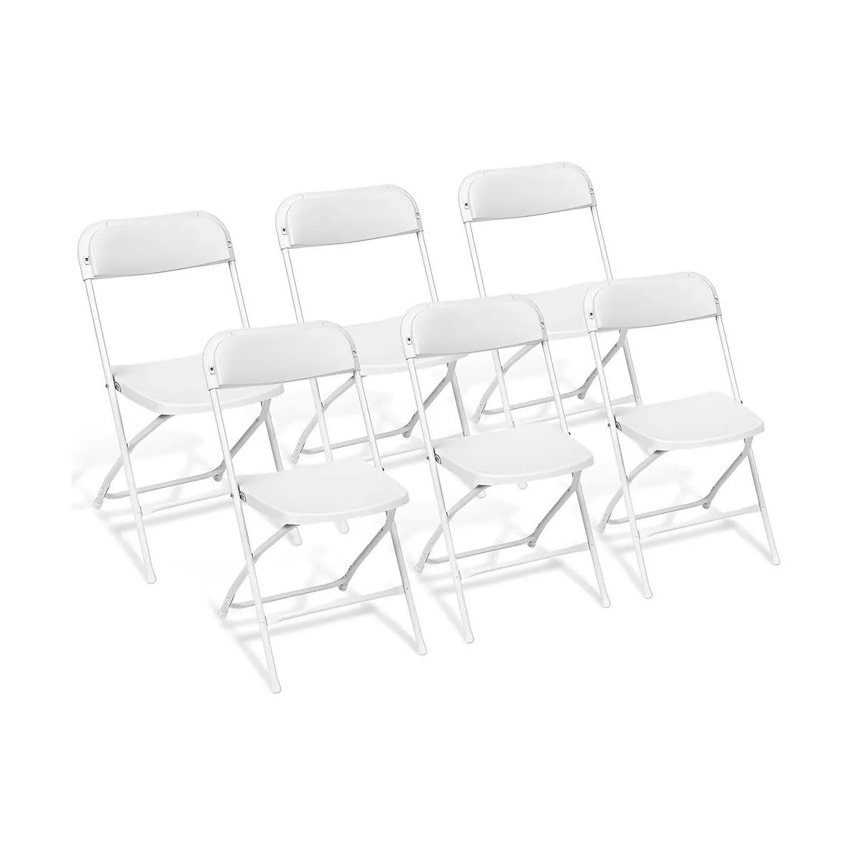 SUGIFT 6 Pack Plastic Folding Chair Outdoor Indoor White Folding Chairs, 350lbs Capacity, White