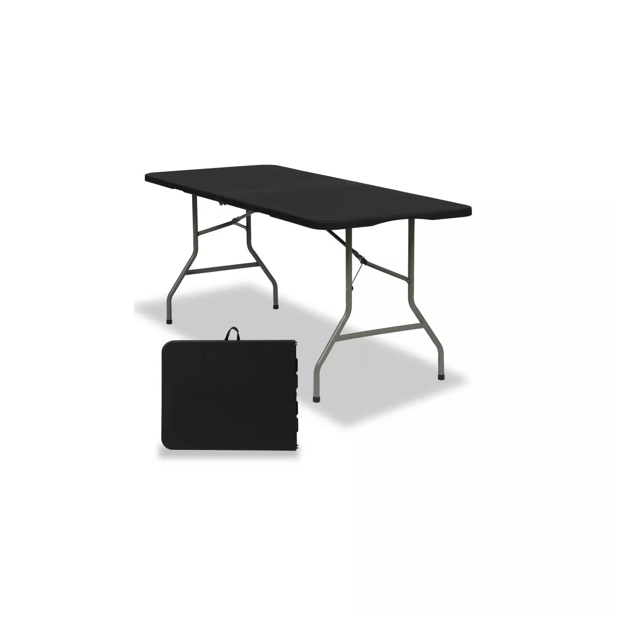 SUGIFT 6ft Portable Plastic Folding Tables for Home Garden Office Indoor Outdoor, Black