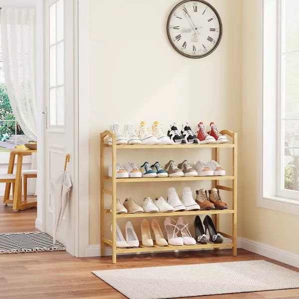 SUGIFT 4 Tier Bamboo Shoe Rack