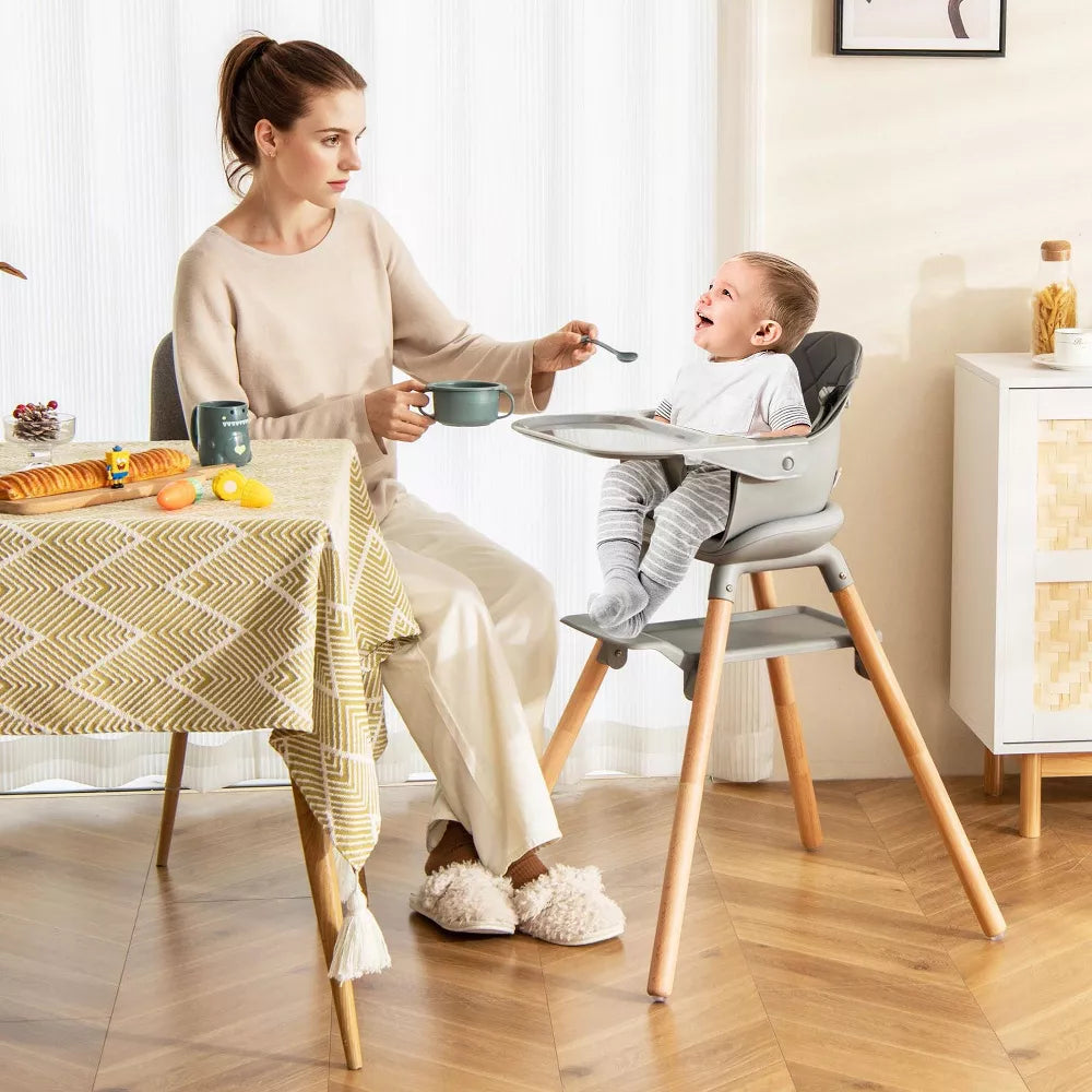 SUGIFT Convertible Wooden Baby Highchair