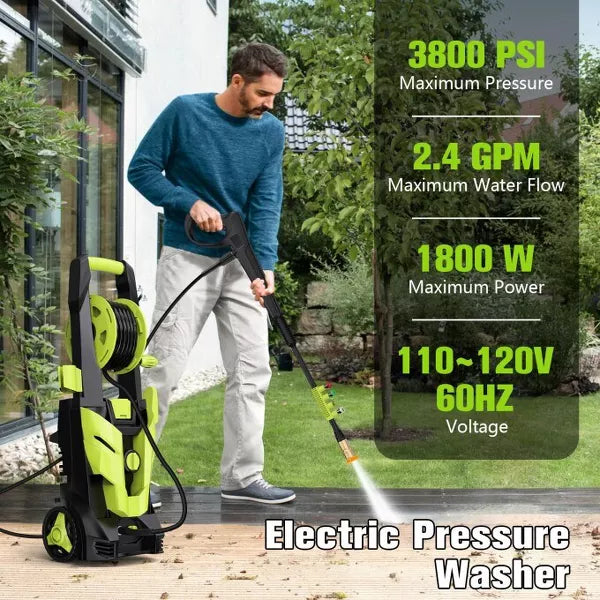 SUGIFT Electric Pressure Washer, 1800W 2.4 GPM Power Washer for Cars with Foam Cannon, 4 Different Pressure Tips