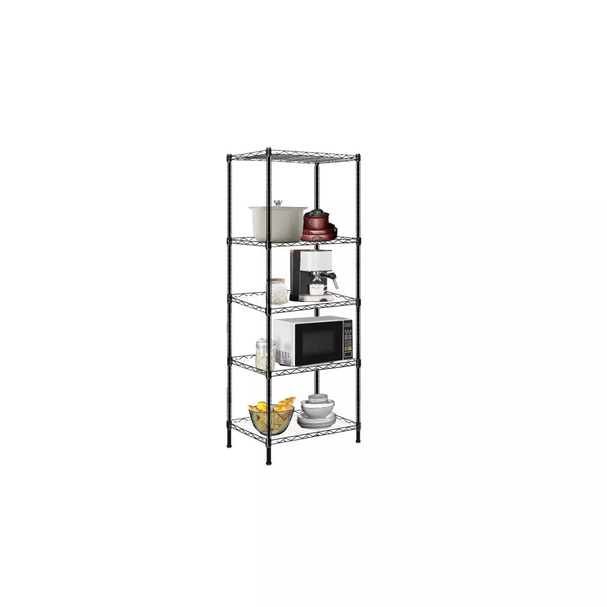 SUGIFT 5-Shelf Adjustable Heavy Duty Storage Shelving Unit, Steel Organizer Wire Rack, Black